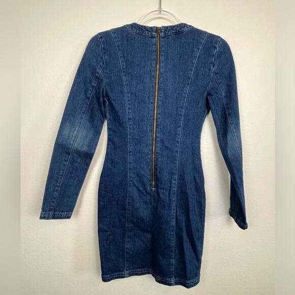 The Jetset Diaries Revolve Rare Tash Lace up Front Long Sleeve Denim Dress XS - Picture 3 of 6